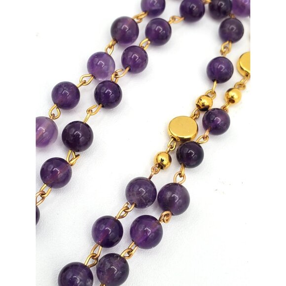 Handmade Amethyst Santa Muerte Rosary - Holy Death Amulet - Natural Stone Beads - Picture 8 of 10
